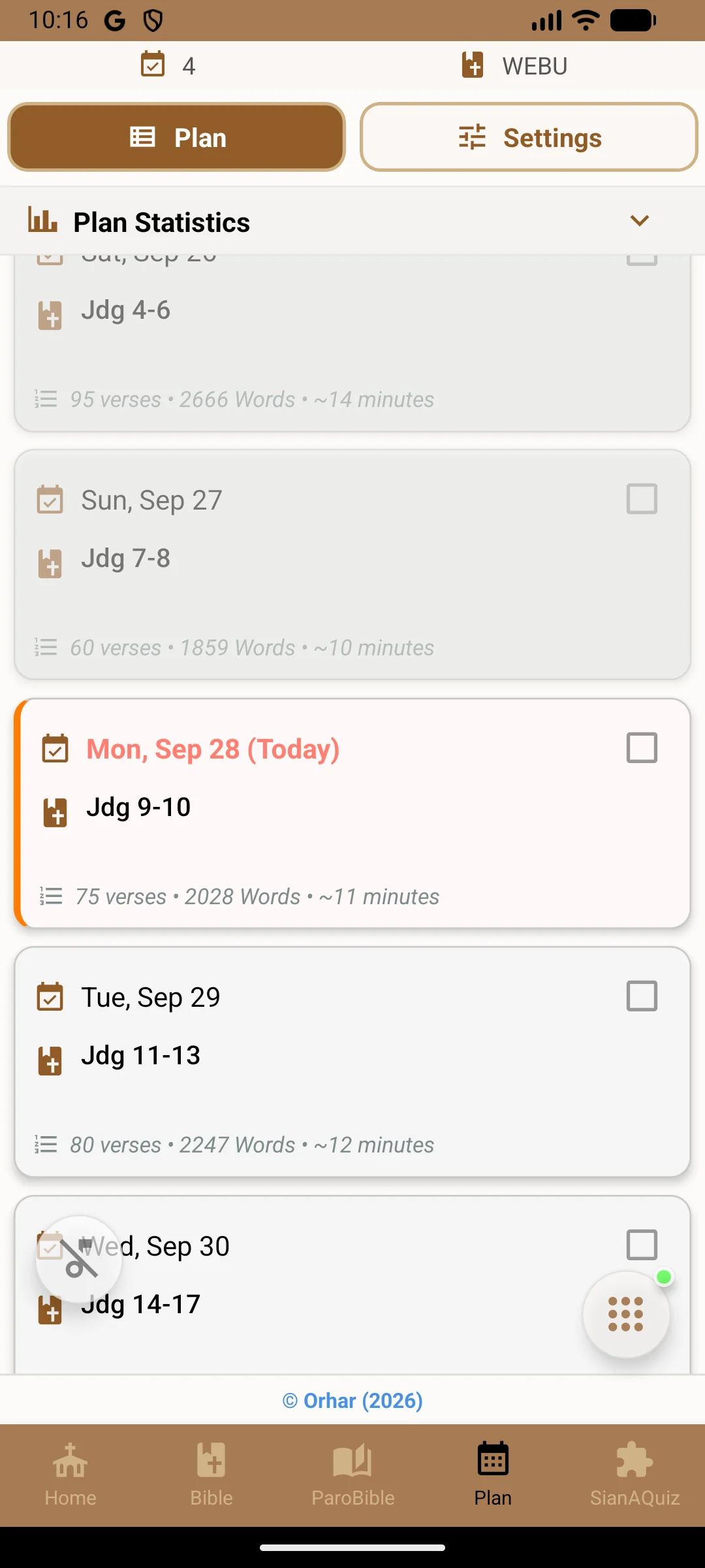 ORHAR โ Reading plans