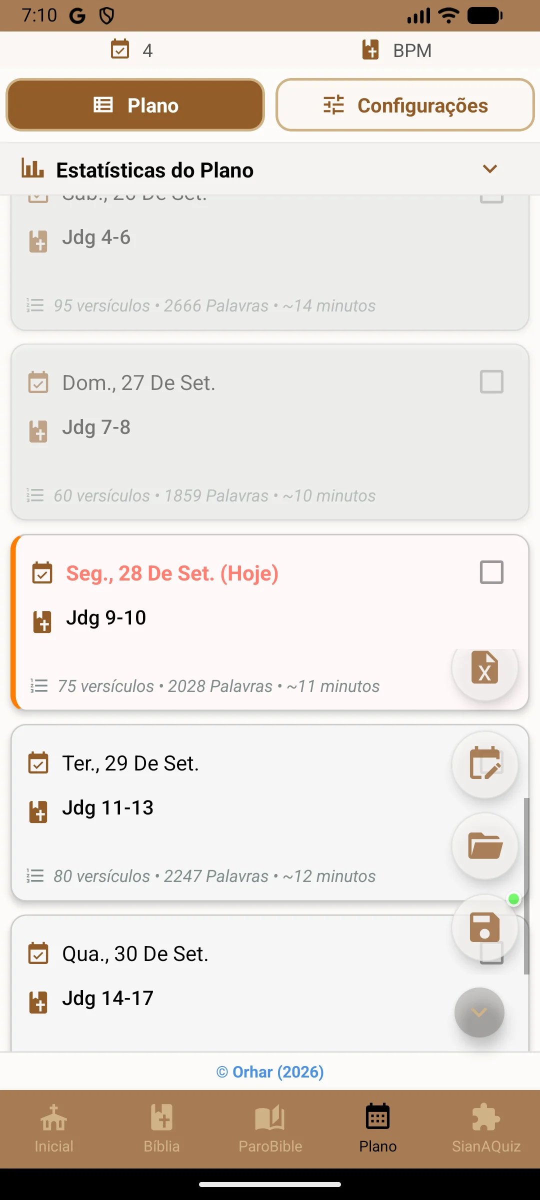 ORHAR — Planos de leitura